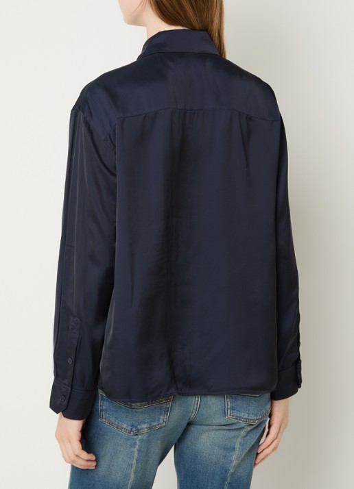 Zadig&Voltaire Tyrica blouse met kraag - achterkant donkerblauw