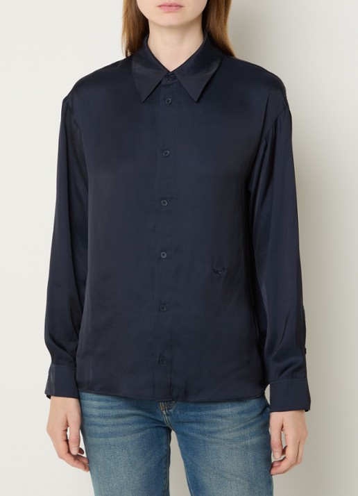 Zadig&Voltaire Tyrica blouse met kraag - detail 2 donkerblauw