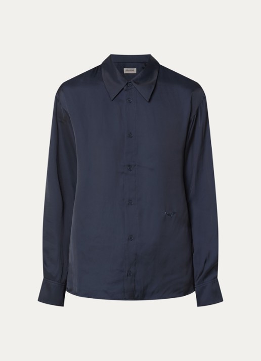 Zadig&Voltaire Tyrica blouse met kraag - voorkant 3 donkerblauw
