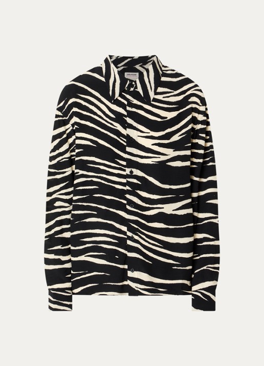 Zadig&Voltaire Tyrica blouse met zebraprint - voorkant 3 zwart