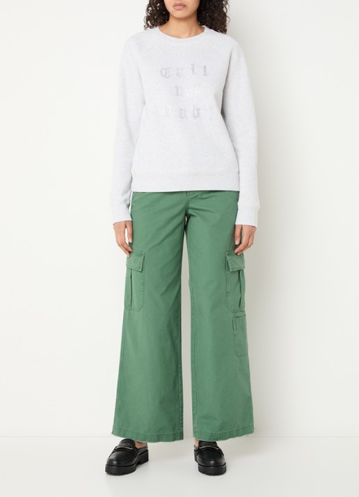 Zadig&Voltaire Upper sweater met strass - voorkant 2 lichtgrijs