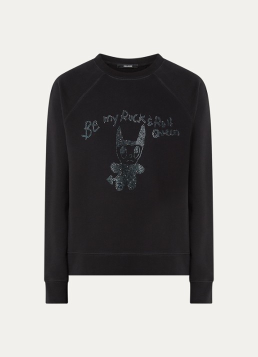Zadig&Voltaire Upper sweater van  katoen met strass - voorkant 3 zwart