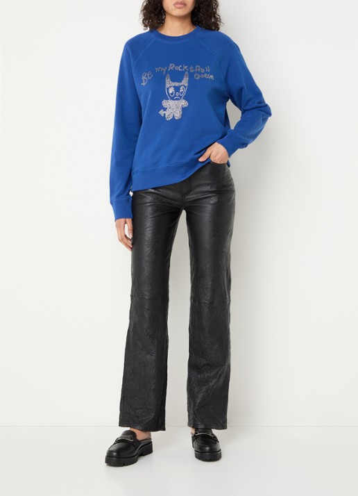 Zadig&Voltaire Upper sweater van  katoen met strass - voorkant 2 kobaltblauw