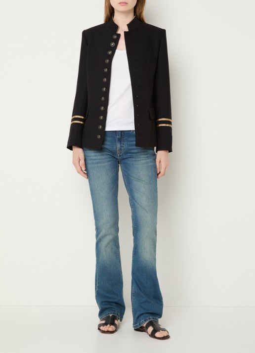 Zadig&Voltaire Vallo blazer met klepzakken en schoudervulling - voorkant 3 zwart