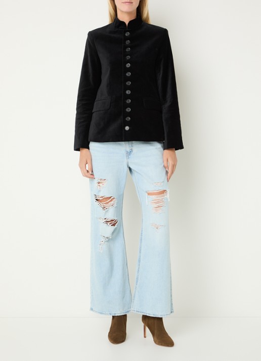 Zadig&Voltaire Vallo blazer van fluweel met klepzakken - voorkant 4 zwart