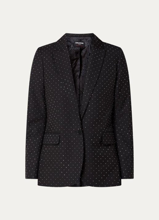Zadig&Voltaire Valse blazer met strass en klepzakken - voorkant zwart