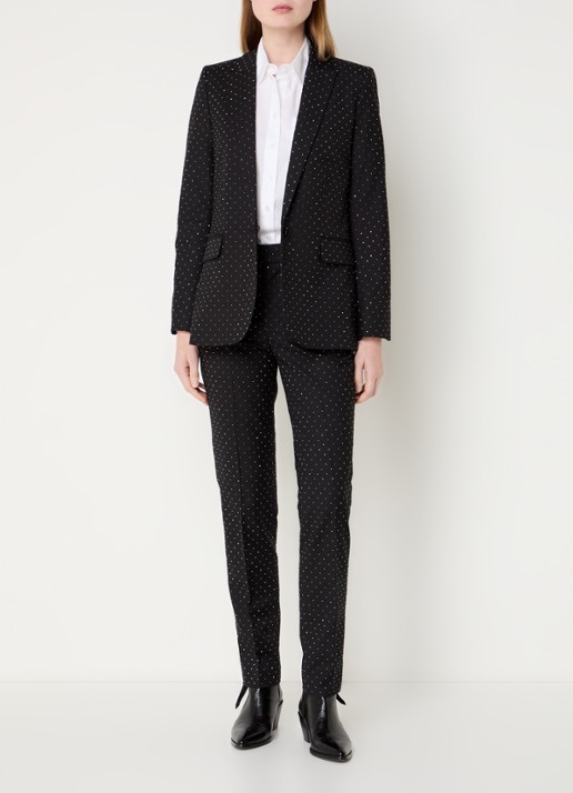 Zadig&Voltaire Valse blazer met strass en klepzakken - voorkant 2 zwart