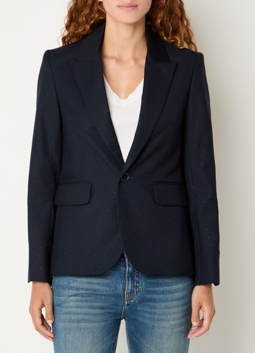 Zadig&Voltaire Valse blazer met strass en klepzakken - detail 4 zalmroze