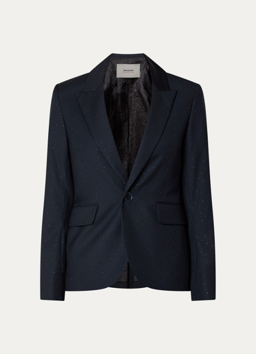 Zadig&Voltaire Valse blazer met strass en klepzakken - voorkant zalmroze