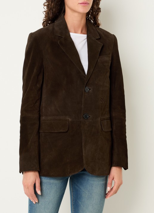 Zadig&Voltaire Vanille oversized blazer van suède met klepzakken