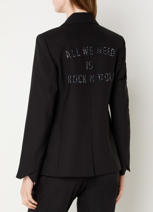Zadig&Voltaire Vavy blazer met schoudervulling en backprint - detail 2 zwart