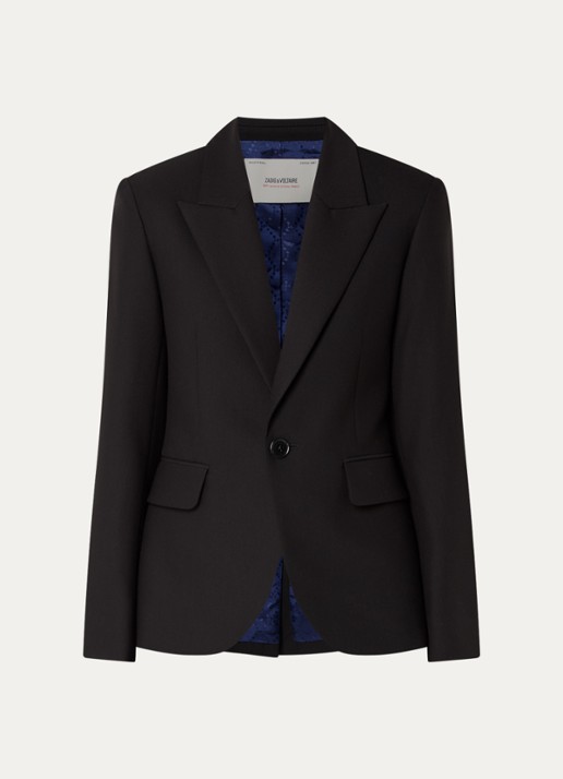 Zadig&Voltaire Vavy blazer met schoudervulling en backprint - voorkant 3 zwart