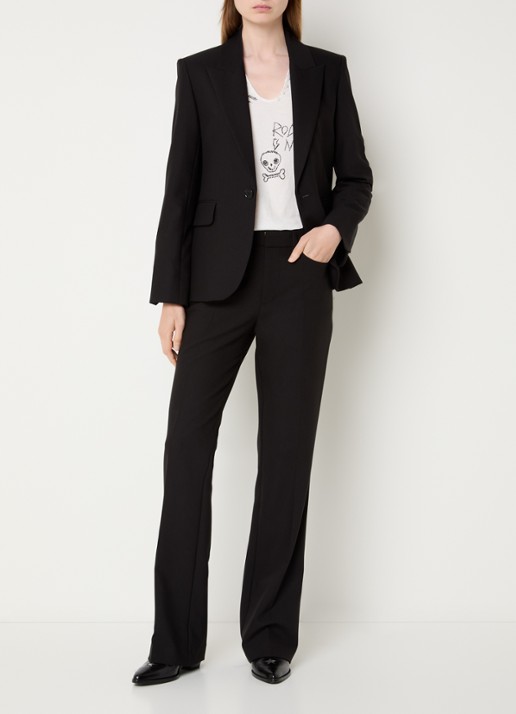Zadig&Voltaire Vavy blazer met schoudervulling en backprint - voorkant 4 zwart