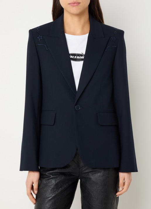 Zadig&Voltaire Vavy blazer met schoudervulling en klepzakken