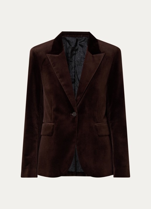Zadig&Voltaire Vavy blazer van fluweel met klepzakken - voorkant donkerbruin