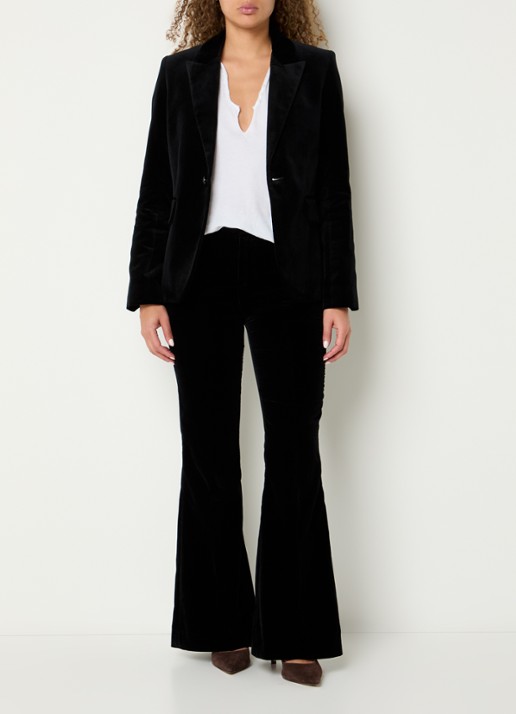 Zadig&Voltaire Vavy blazer van fluweel met klepzakken - voorkant 2 zwart