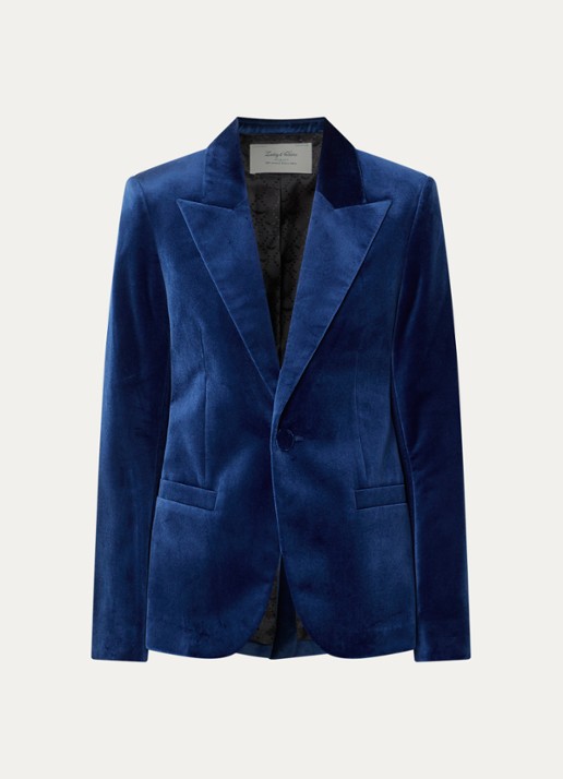 Zadig&Voltaire Vavy blazer van fluweel met paspelzakken - voorkant royalblauw