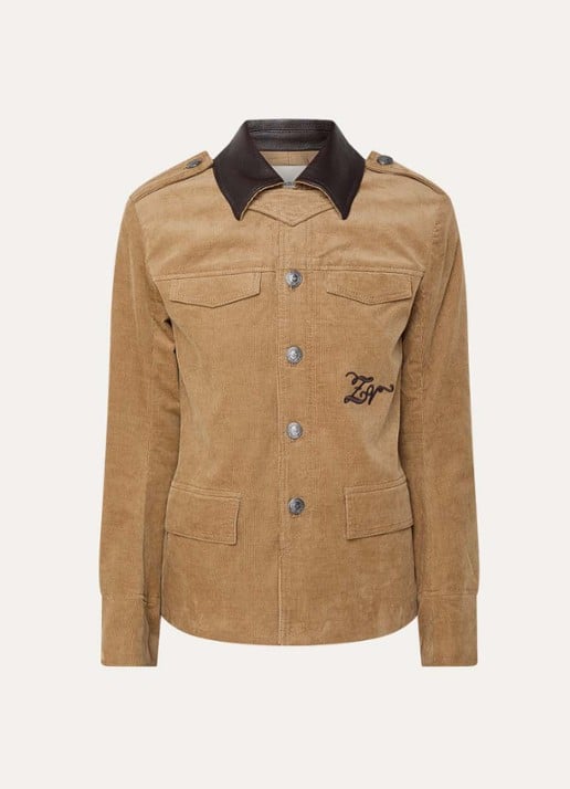 Zadig&Voltaire Veram jack van corduroy met logo borduring - voorkant camel