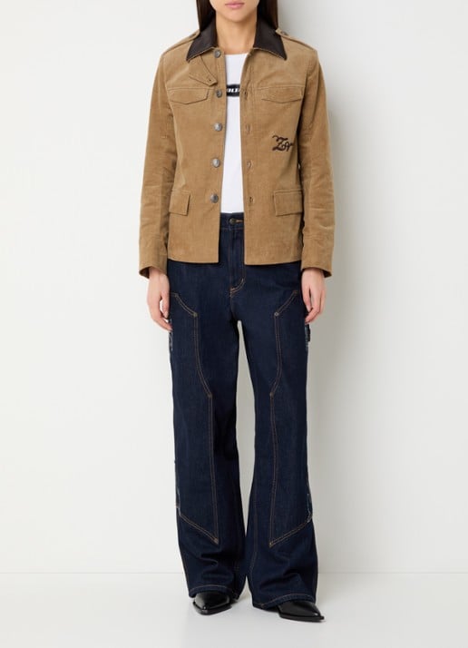 Zadig&Voltaire Veram jack van corduroy met logo borduring - voorkant 2 camel