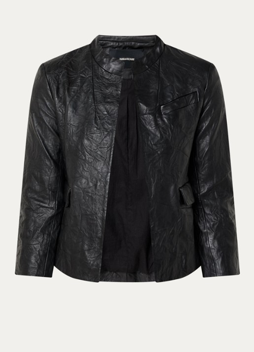 Zadig&Voltaire Veryn jack van lamsleer - voorkant 2 zwart
