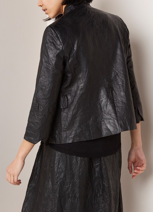 Zadig&Voltaire Verys blazer van lamsleer met kreukeffect - achterkant 4 zwart
