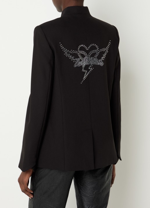 Zadig&Voltaire Verysa blazer met strass en asymmetrische hals - achterkant 4 zwart