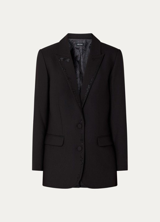 Zadig&Voltaire Viva blazer met klepzakken en strass - voorkant 3 zwart