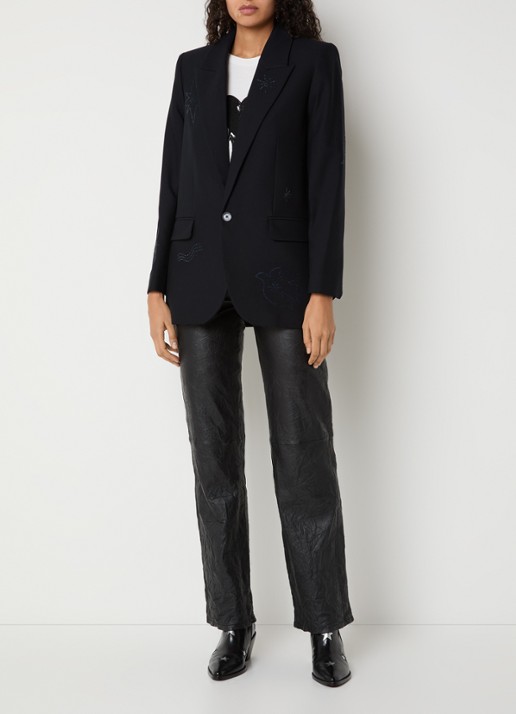 Zadig&Voltaire Vival blazer met strass en klepzakken - voorkant 4 donkerblauw