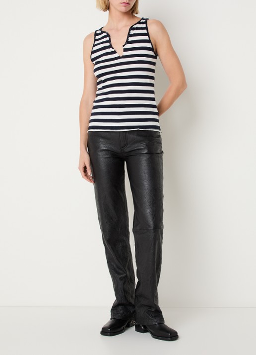 Zadig&Voltaire Voltaire tanktop met streepprint - voorkant 4 donkerblauw