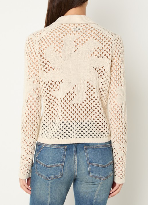 Zadig&Voltaire Voltyz blouse met opengewerkt dessin - achterkant beige