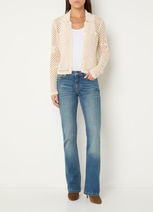 Zadig&Voltaire Voltyz blouse met opengewerkt dessin - voorkant 3 beige