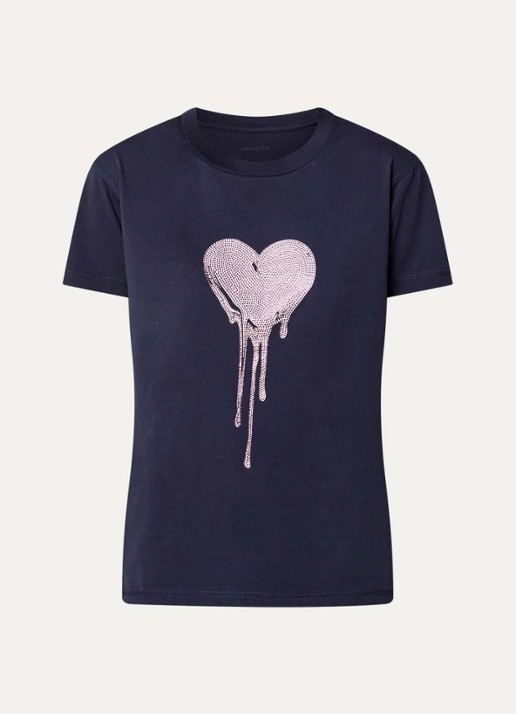 Zadig&Voltaire Walk HC T-shirt met strass - voorkant donkerblauw