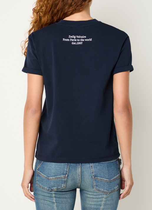 Zadig&Voltaire Walko T-shirt met logoprint en strass - achterkant donkerblauw