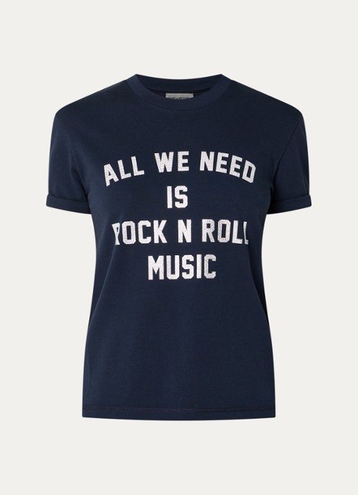 Zadig&Voltaire Walko T-shirt met logoprint en strass - voorkant 2 donkerblauw