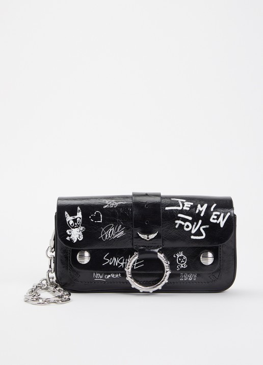 Zadig&Voltaire Wallet Art schoudertas van kalfsleer met afneembare schouderriem