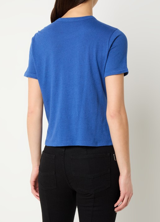 Zadig&Voltaire Woos T-shirt in linnenblend met strass - achterkant kobaltblauw