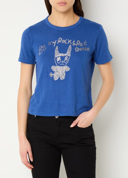 Zadig&Voltaire Woos T-shirt in linnenblend met strass