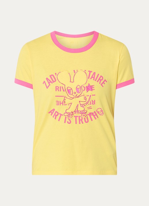 Zadig&Voltaire Woos T-shirt met logoprint en borduring - voorkant 2 geel