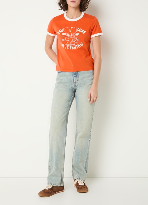 Zadig&Voltaire Woos T-shirt met logoprint en borduring - voorkant 3 orange