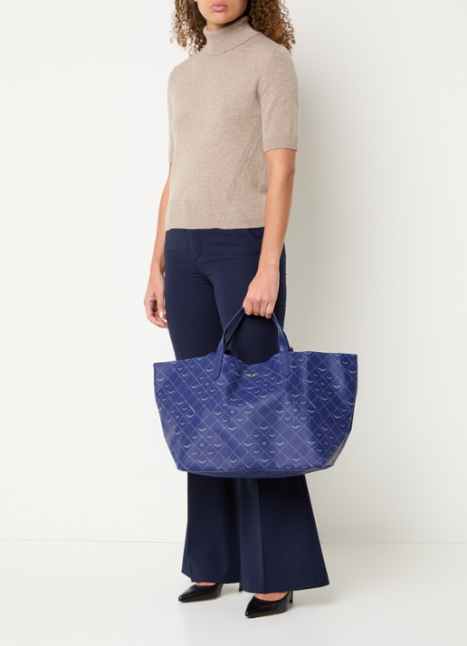 Zadig&Voltaire XL shopper met logoprint - voorkant 3 donkerblauw