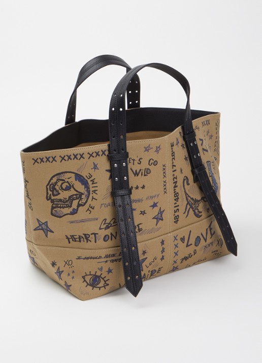 Zadig&Voltaire Z Camp Tote handtas van canvas - achterkant 5 khaki