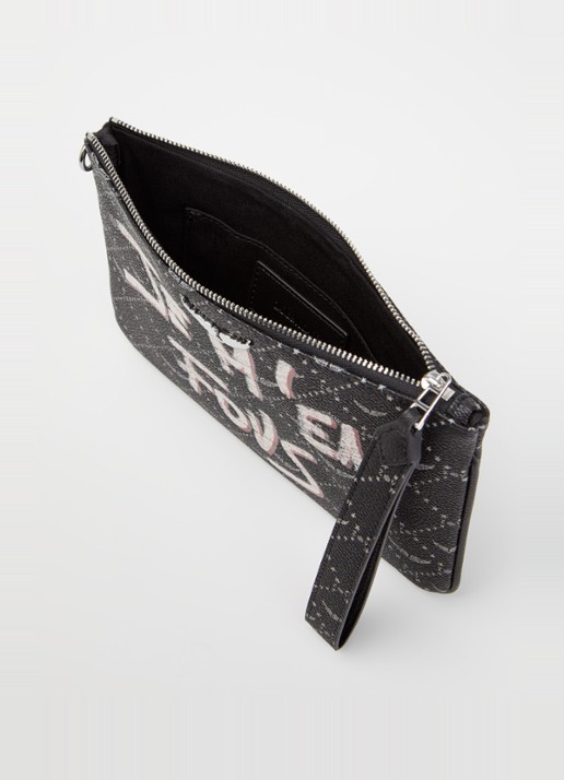 Zadig&Voltaire Z clutch van leer met logoprint - detail 2 zwart