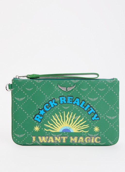Zadig&Voltaire Z clutch van leer met logoprint