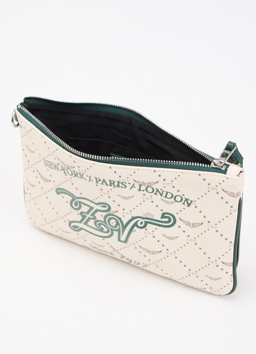 Zadig&Voltaire Z clutch van leer met logoprint - voorkant 2 wit