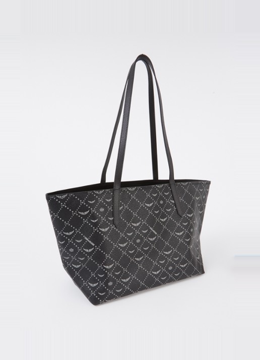Zadig&Voltaire Z shopper van canvas met logoprint - achterkant 4 zwart