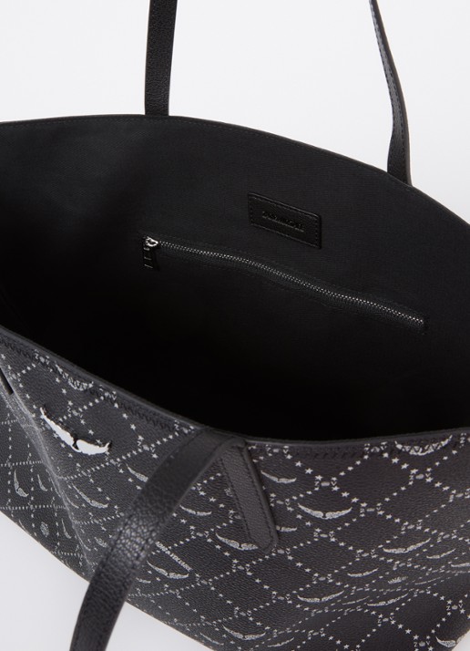 Zadig&Voltaire Z shopper van canvas met logoprint - detail zwart