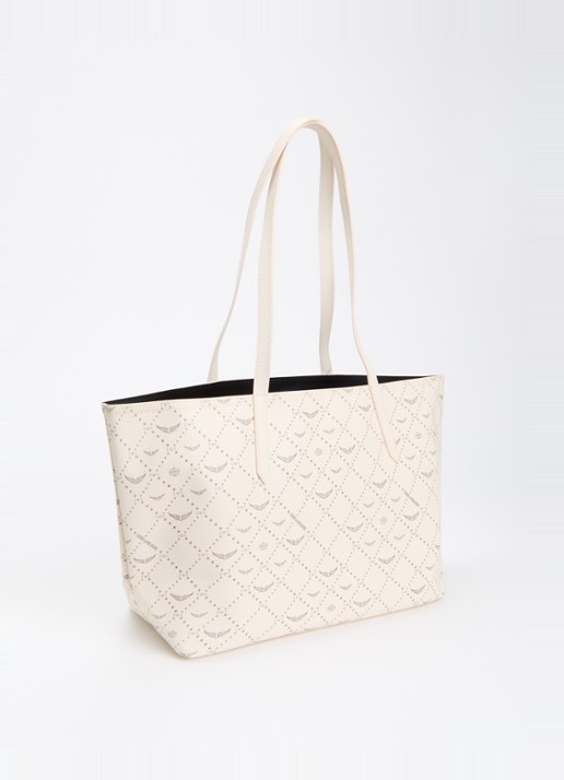 Zadig&Voltaire Z shopper van canvas met logoprint - achterkant gebroken wit