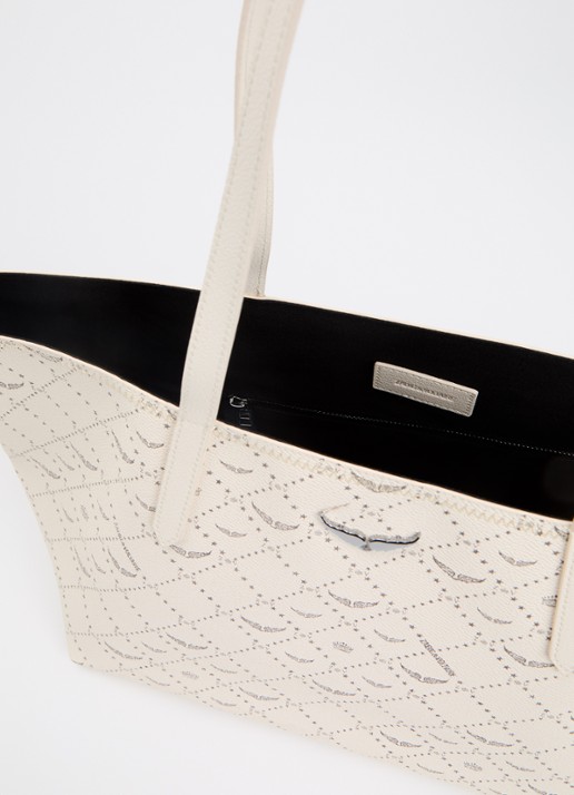 Zadig&Voltaire Z shopper van canvas met logoprint - detail 3 gebroken wit