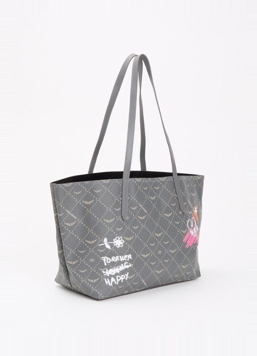Zadig&Voltaire Z shopper van leer met logoprint - achterkant 2 grijs