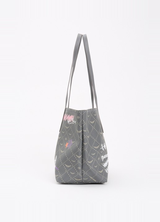 Zadig&Voltaire Z shopper van leer met logoprint - detail 4 grijs